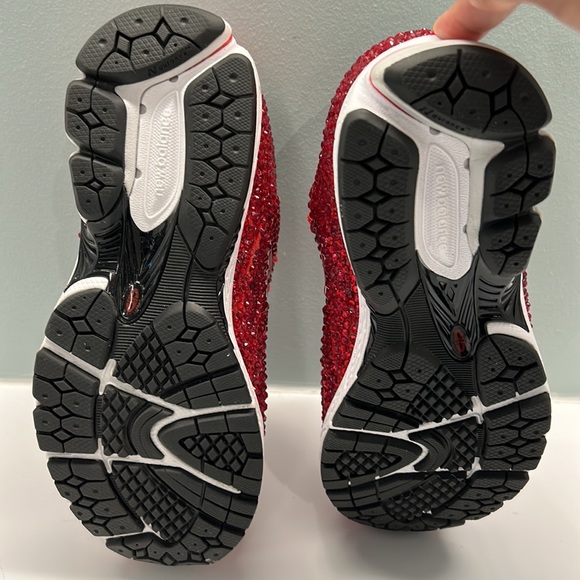 Custom Ruby Red Jeweled New Balance 2002r, boys size 5 - fits women sizes 6 - 7 - Picture 7 of 7